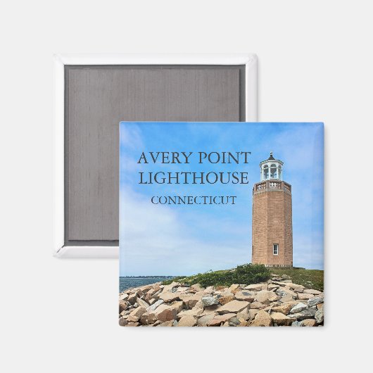 Avery Point Lighthouse, Connecticut Square Magnet (Vorderseite/Rückseite)