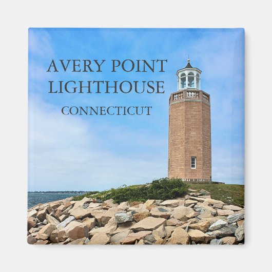 Avery Point Lighthouse, Connecticut Square Magnet (Vorne)