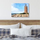 Avery Point Lighthouse, Connecticut Wrapped Canvas Leinwanddruck (Insitu (Schlafzimmer))