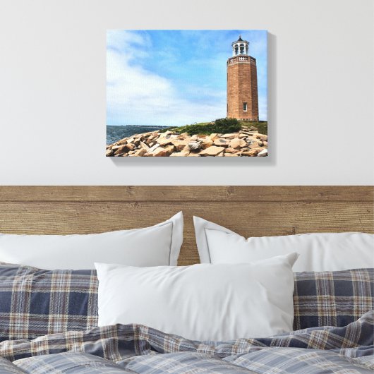 Avery Point Lighthouse, Connecticut Wrapped Canvas Leinwanddruck (Insitu (Schlafzimmer))