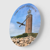Avery Point Lighthouse CT Round Wall Clock Große Wanduhr (Winkel)