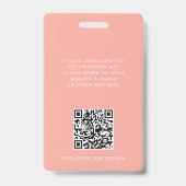 AVERY Rosé-Pfirsich-Logo-QR-Code-Mitarbeiterauswei Ausweis (Rückseite)