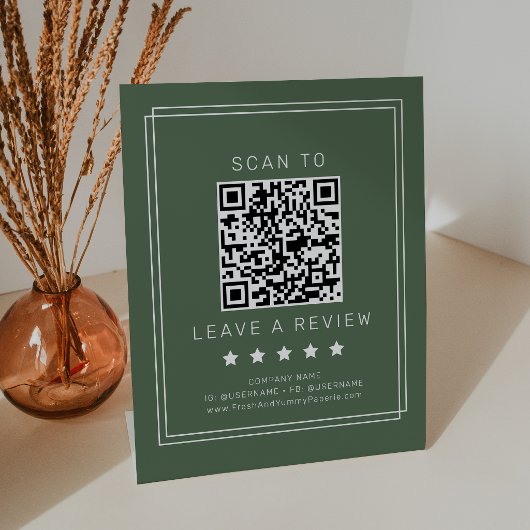 AVERY Rustikal Dunkelgrün QR-Code Hinterlasse eine Sockelschild