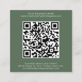 AVERY Rustikal Dunkelgrün QR-Code Hinterlassen Sie Quadratische Visitenkarte (Rückseite)