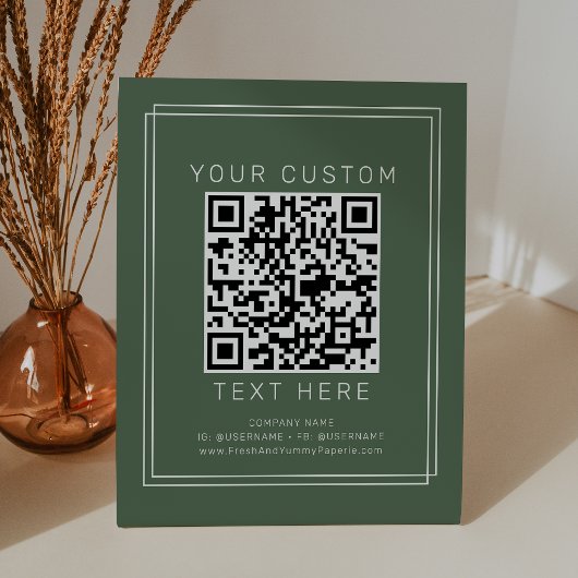 AVERY Rustikaler Dunkelgrüner Geschäftszoll QR-Cod Sockelschild