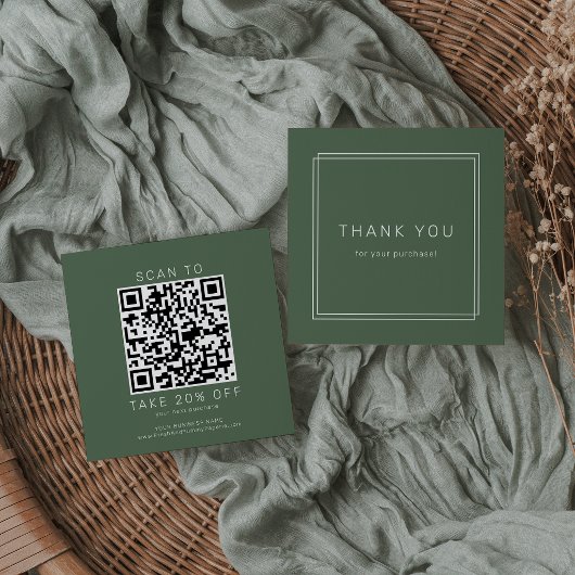 AVERY Rustikales Dunkelgrün Geschäft QR-Code Danke Rabattkarte