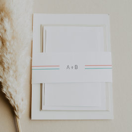 AVERY Simple Coral and Aquamarin Monogram Wedding Einladungsbanderole