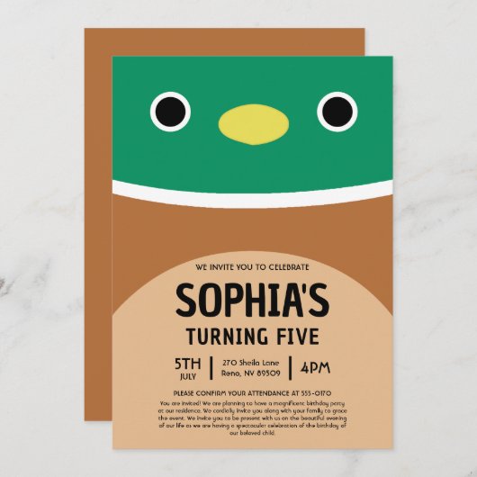 Avery The Duck Squishmallow Birthday Party Einladung (Vorne/Hinten)