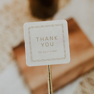 AVERY Vintage Gold Cream Danke für Ihre Bestellung Quadratischer Aufkleber