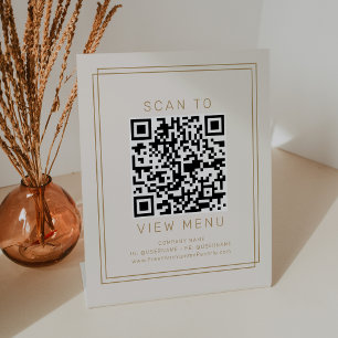 AVERY Vintage Gold Cream Restaurant Menü QR Code Sockelschild