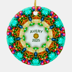 AVERY ~ Weihnachtsbilder Personalisierten Fraktals Keramik Ornament