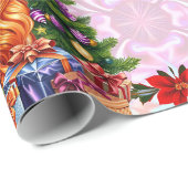 AVERY ~ Weihnachtsmädchen und Katze ~ Geschenkpapier (Rolleneckpunkt)