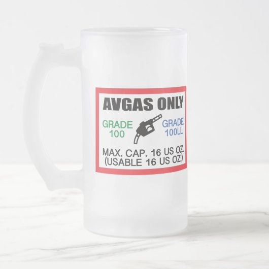 AVGAS / 100LL fuel only Mattglas Bierglas (Links)