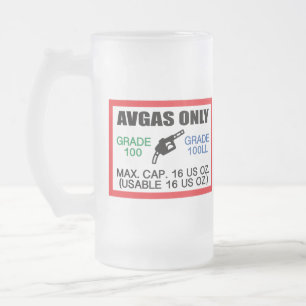 AVGAS / 100LL Kraftstoff nur Mattglas Bierglas
