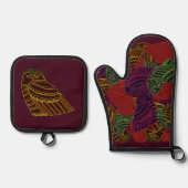 AVIAN ART DECO Mitt/Potholder Ofenhandschuh & Topflappen-Set (Vorderseite)