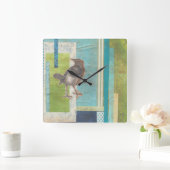 Avian Scrapbook I Quadratische Wanduhr (Zuhause)