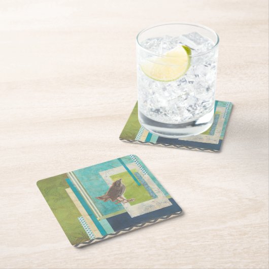 Avian Scrapbook II Rechteckiger Pappuntersetzer (Vor Ort)