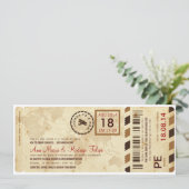 Avião Embarque Convite de Casamento bilhet Einladung (Stehend Vorderseite)