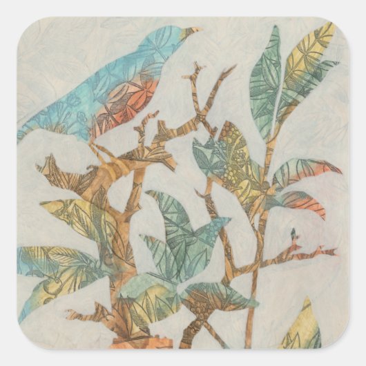 Aviäre Collage I Quadratischer Aufkleber (Vorderseite)