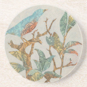 Aviäre Collage I Sandstein Untersetzer