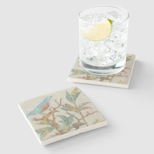 Aviäre Collage I Steinuntersetzer (Seitenansicht)