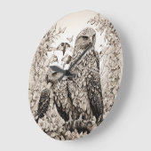 Aviäre Eleganz: Schwarzer und weißer Vogel der Beu Große Wanduhr (Winkel)