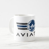 Aviäre Logo mit Kämpfer-Pilot-Helm Kaffeetasse (Vorderseite Links)