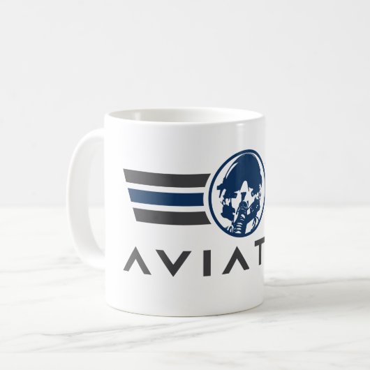 Aviäre Logo mit Kämpfer-Pilot-Helm Kaffeetasse (Vorderseite Links)