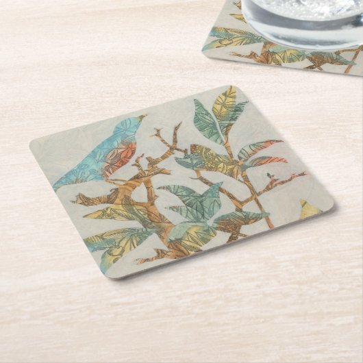 Aviary-Collage I Rechteckiger Pappuntersetzer (angewinkelt)