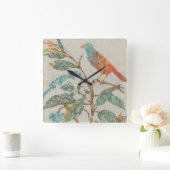 Aviary-Collage II Quadratische Wanduhr (Zuhause)