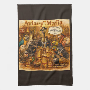 Aviary Mafia Cartoon – Feder-Familien-Mafia-Humor  Geschirrtuch
