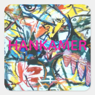Aviary Stream Abstract Jeff Hankamer Artjunkhaus   Quadratischer Aufkleber