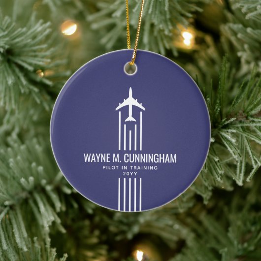 Aviation Airline Pilot Flight School Graduation Keramik Ornament (Baum)