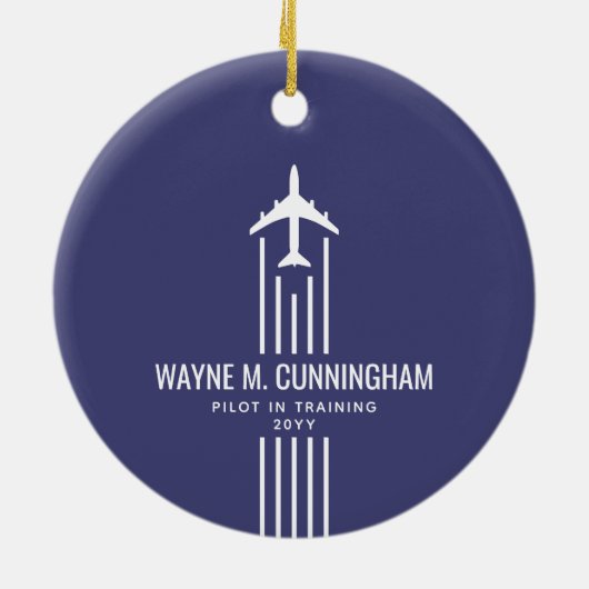 Aviation Airline Pilot Flight School Graduation Keramik Ornament (Hinten)