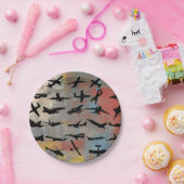 Aviation Art, Black airplane silhouettes, Pappteller (Party)