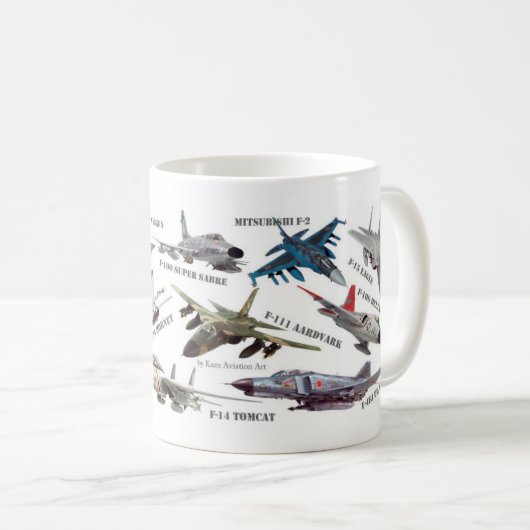 Aviation Art mug "Jet fighter"ジェット戦闘機のマグカップ Kaffeetasse (VorderseiteRechts)