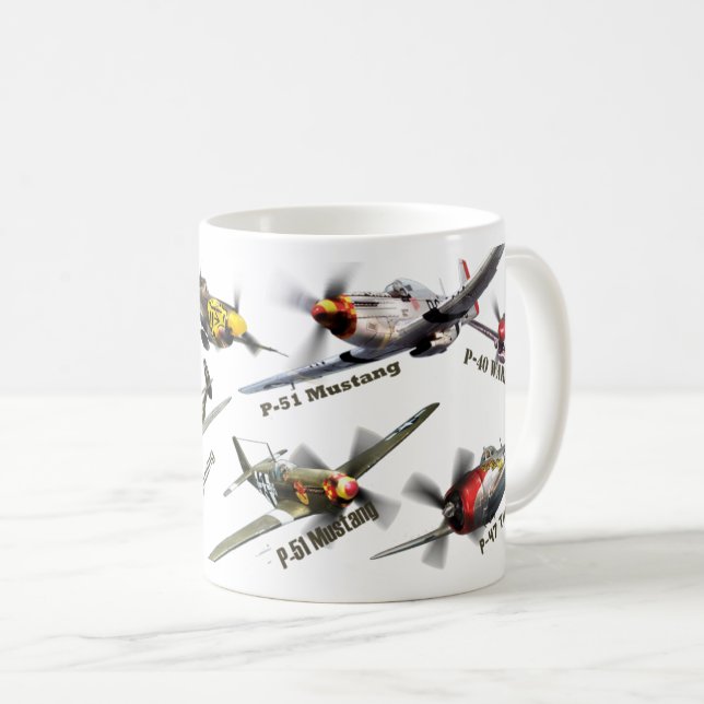 Aviation Art mug "U.S.ARMY warplane of WWII" Kaffeetasse (VorderseiteRechts)