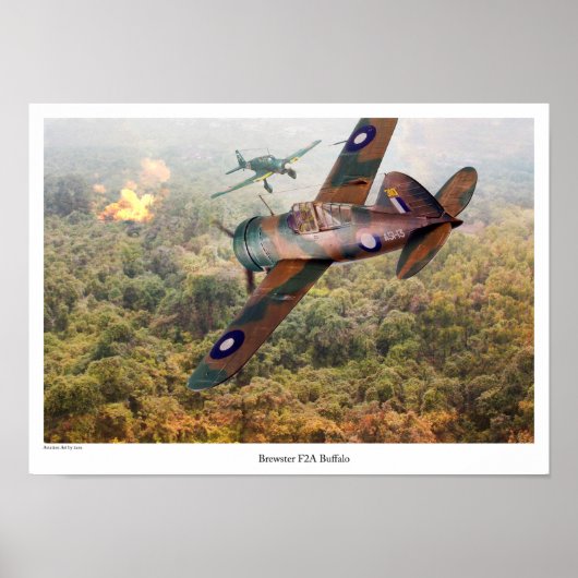 Aviation Art Poster "Brewster F2A Buffalo" (Vorne)
