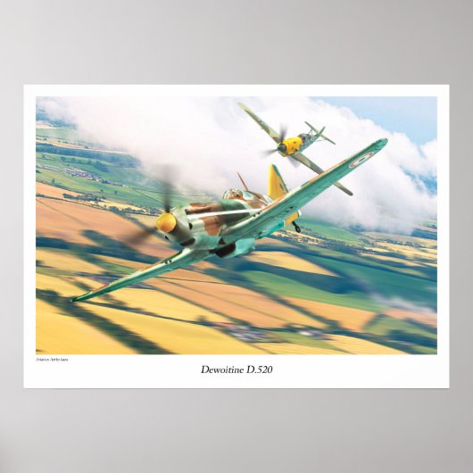 Aviation Art Poster "Dewoitine D.520" (Vorne)