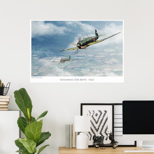 Aviation Art Poster " Mitsubishi A7M Reppū"Sam" (Heimbüro)