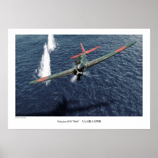 Aviation Art Poster "Nakajima B5B九 式 七 艦 攻 "撃 Kate (Vorne)