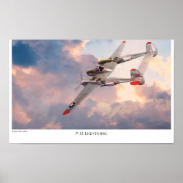 Aviation Art Poster "P-38 Lightning"