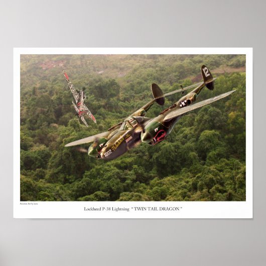 Aviation Art Poster "P-38 Lightning" (Vorne)