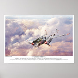 Aviation Art Poster "P-38J Lightning"