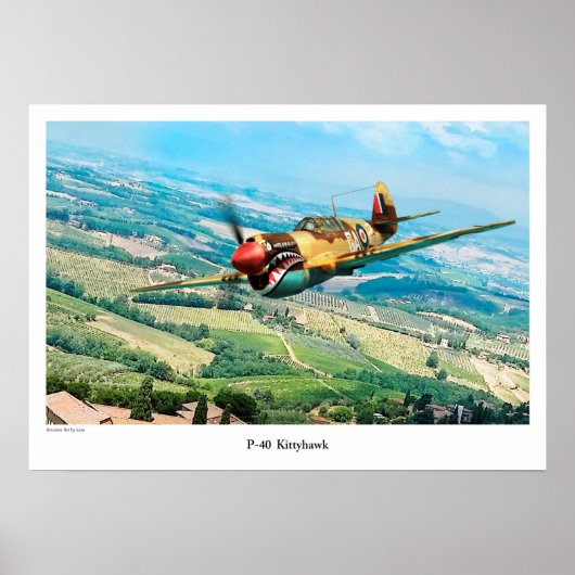 Aviation Art Poster "P-40 Kittyhawk" (Vorne)
