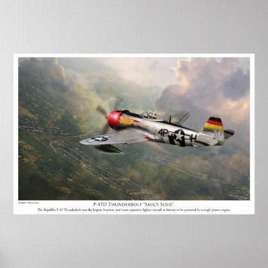 Aviation Art Poster "P-47D Thunderbolzen "Saucy Su (Vorne)