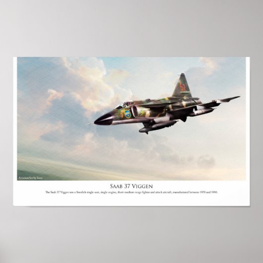 Aviation Art Poster "Saab 37 Viggen" (Vorne)