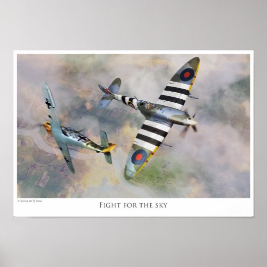 Aviation art Poster "Spitfire vs BF109” (Vorne)