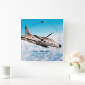 Aviation Art Wall Clock"F-100 Super Saber" Quadratische Wanduhr (Zuhause)
