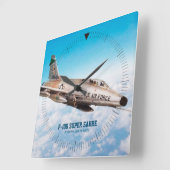 Aviation Art Wall Clock"F-100 Super Saber" Quadratische Wanduhr (Winkel)